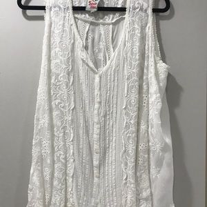 White sheer sleeveless blouse